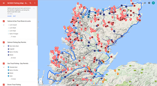 fly fishing map of north highlands